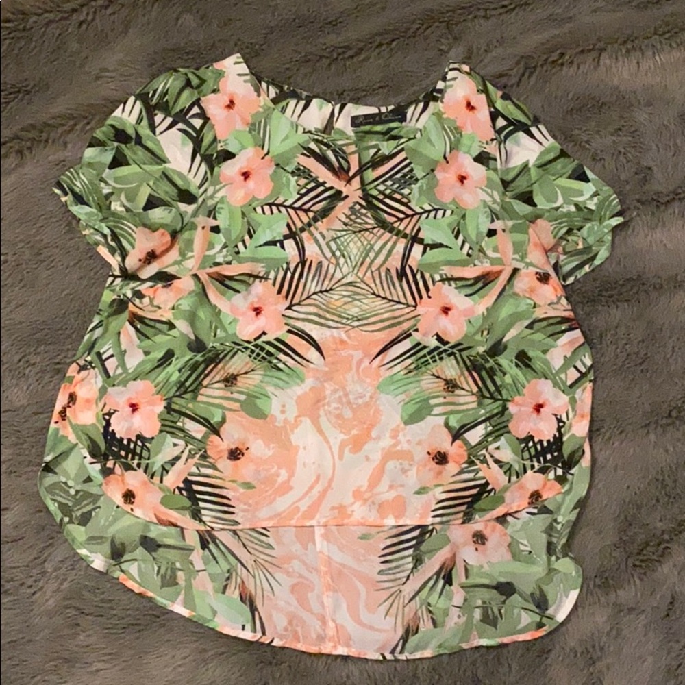 Rose & Olive tropical print top